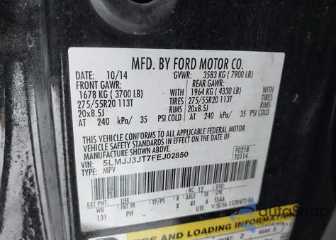 2015 Lincoln Navigator L z USA, uszkodzony, nr VIN 5LMJJ3JT7FEJ02850